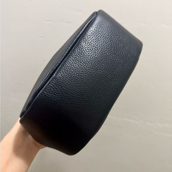 Black Genuine Pebble Leather Handmade Vintage Style Kiss-lock Wristlet/Crossbody - Picture 12 of 12
